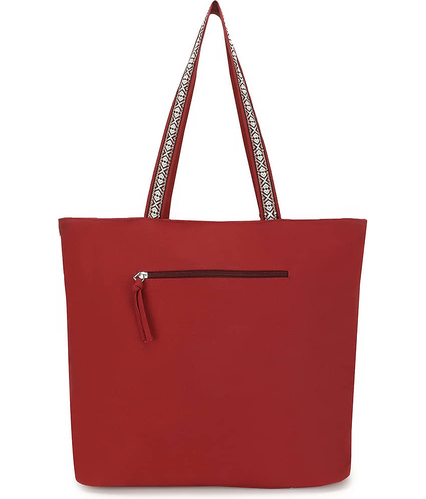 Anekaant Tote Bag Cotton Set of 1 ( Maroon ) view 2