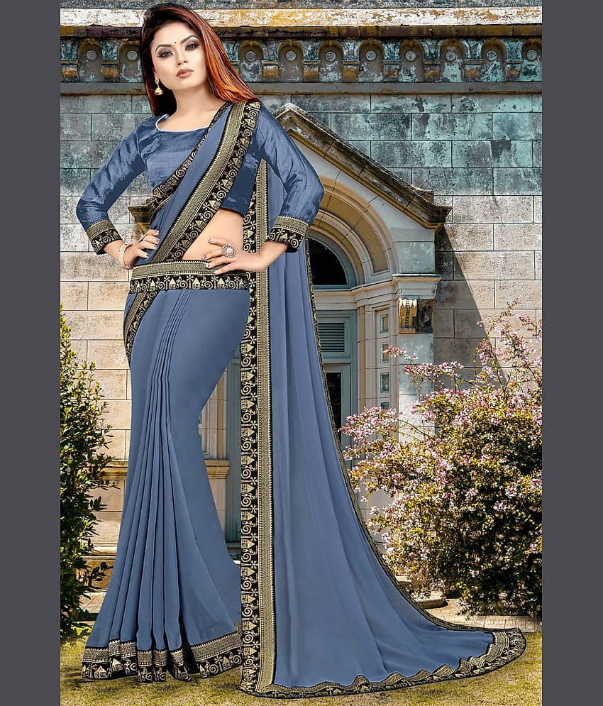 WXW Fashion Lycra Solid Regular Saree With Unstitched Blouse Piece ( Black ) view 2