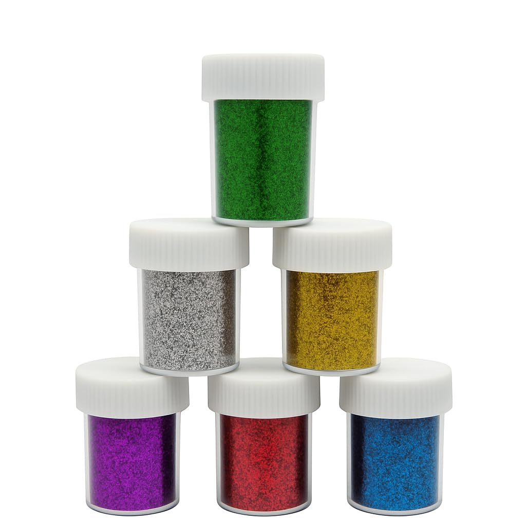 Sparkling Glitter Powder Jars - Multicolor (Pack of 6) � Nail Decoration Fine Glitter Shakers - Sparkle Dust for Slime, Art & Crafts, Makeup, DIY � Multipurpose - ?????? ????? - ??????? - Jigina view 2