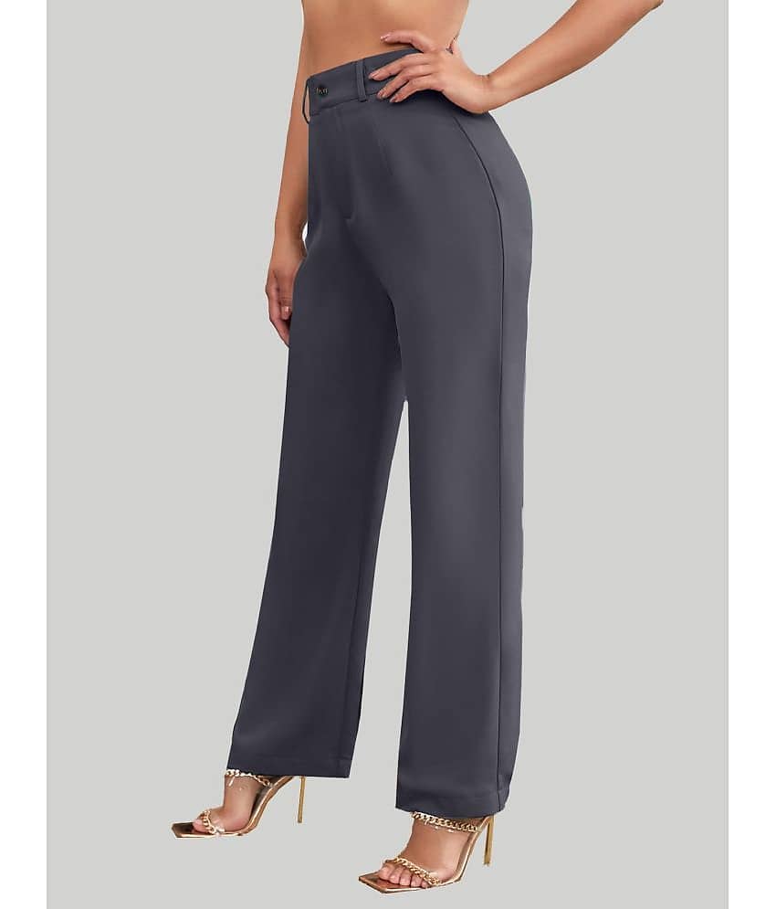 CHALODIA - Grey Cotton Blend Straight Women's Casual Pants ( Pack of 1 ) view 2