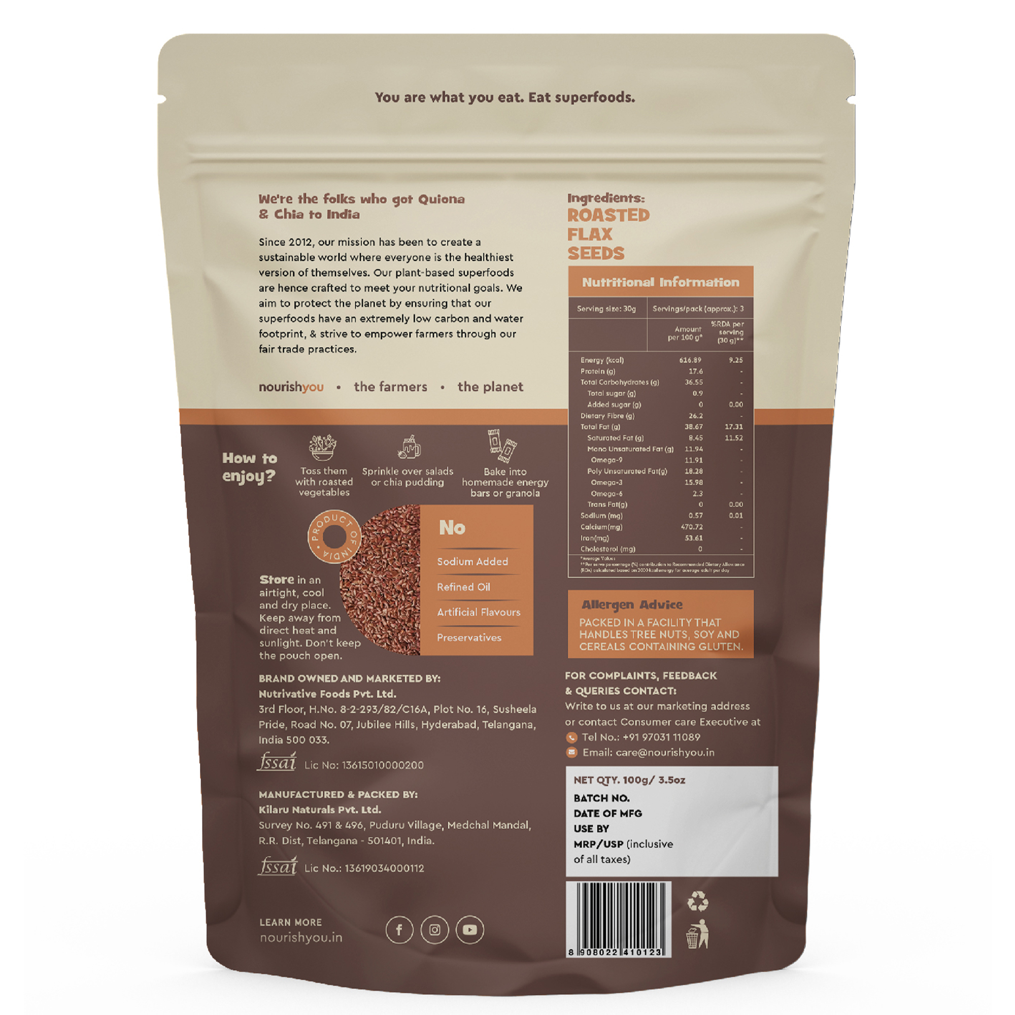 nourish you Organic Roasted Flax Seeds view 2