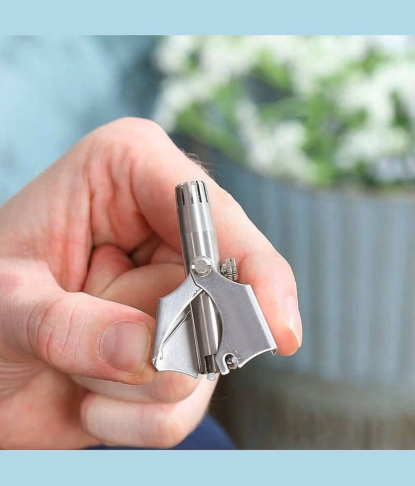 FSN Nose Hair Remover Silver Cordless Dock Trimmer With 1 minutes Runtime view 2