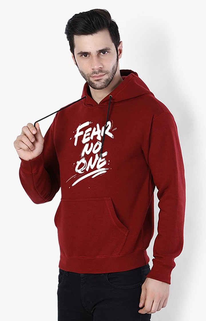 Men's Red Fleece Printed Hoodies view 2