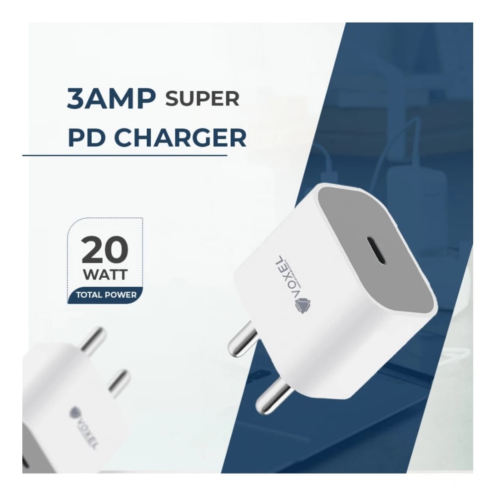 Generic VOXEL 20 Watt ' C ' Port PD Charger AB Plastic (White) view 2