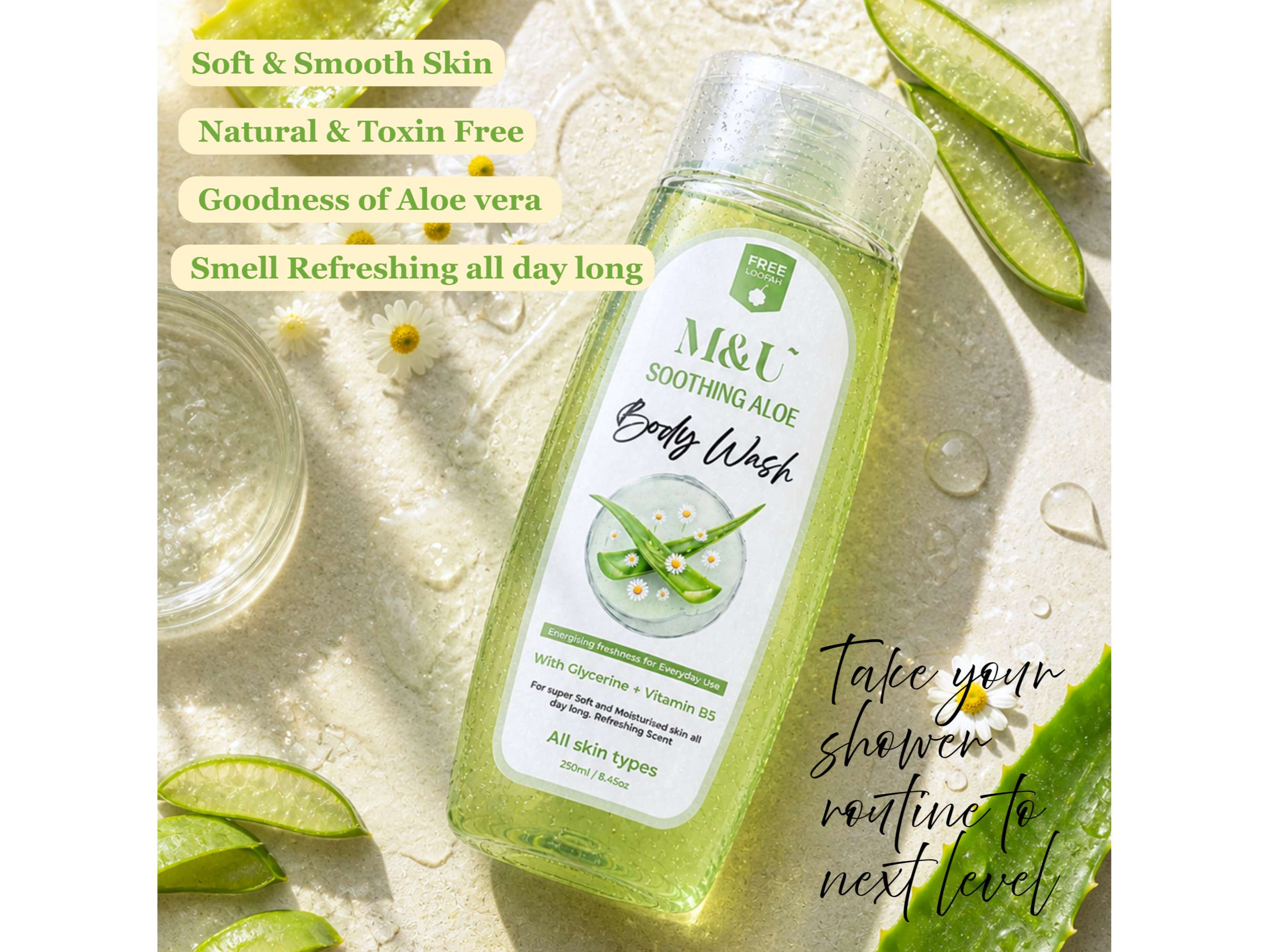 Soothing Aloe Body Wash For Everyday Use | Soft & Smooth Skin | Calming Scent 250ml view 2