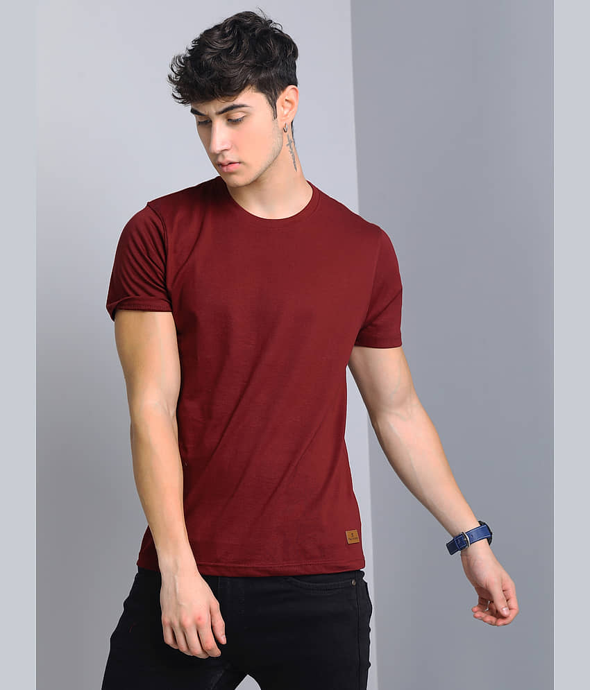 Paul Street Pack of 1 Cotton Blend Slim Fit Men's T-Shirt ( Maroon ) view 2