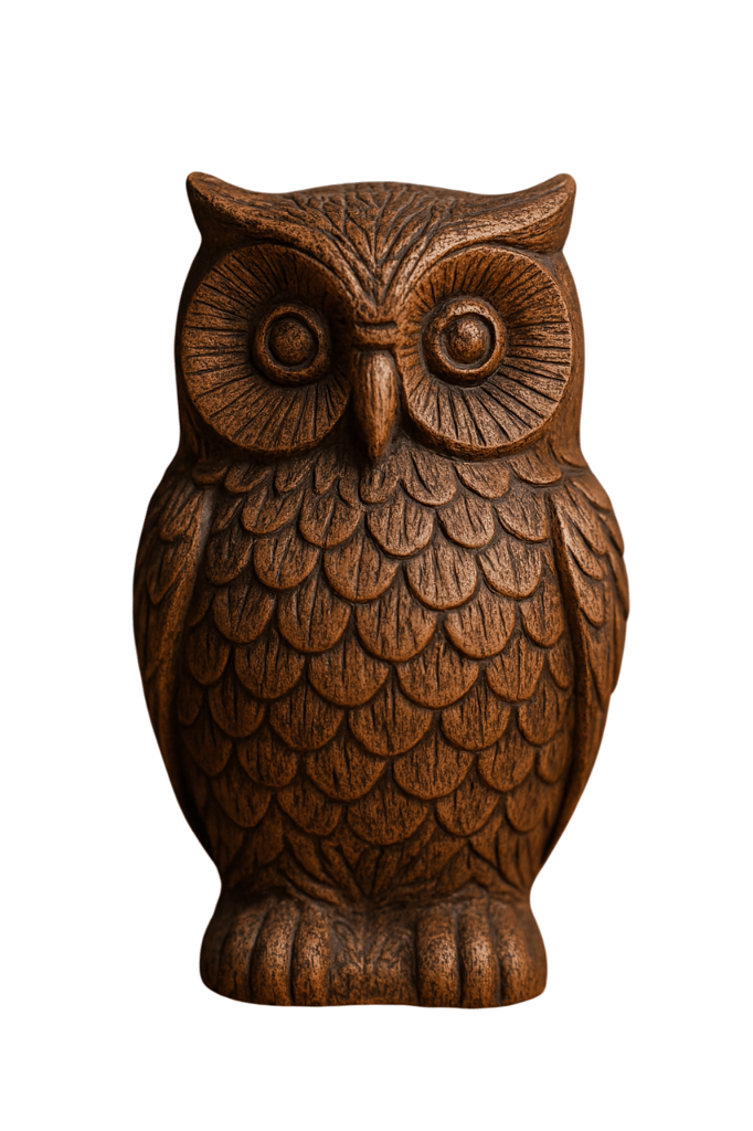 Wooden Owl Figurine - Decorative Owl Statue - Home Decor