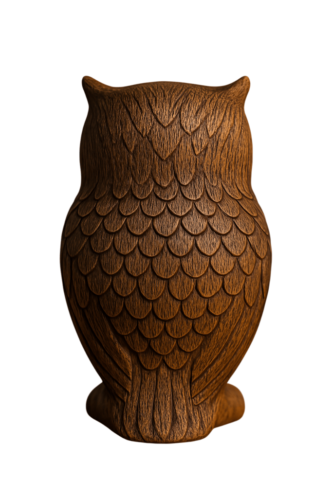 Wooden Owl Figurine - Decorative Owl Statue - Home Decor view 2