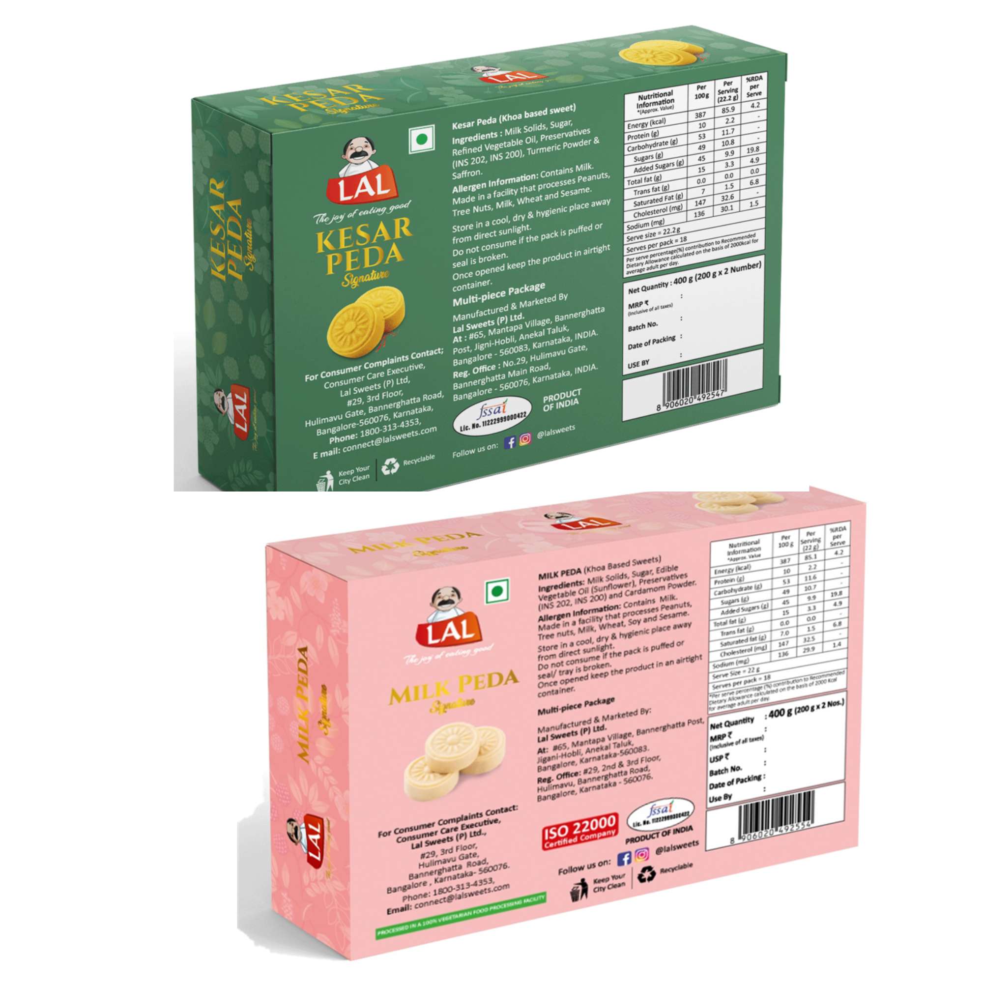 Lal Sweets Kesar peda & Milk Peda Combo Pack 400g Each view 2