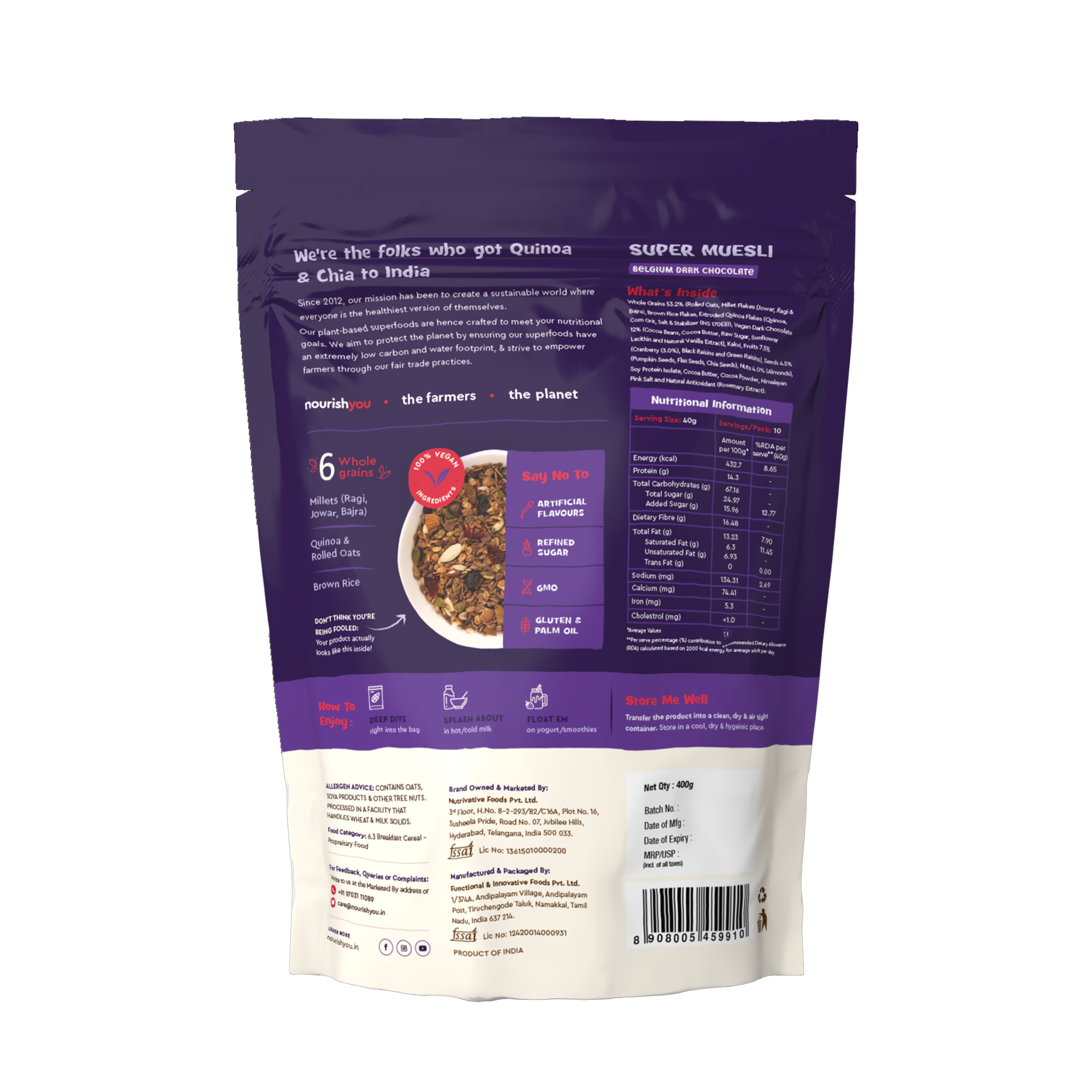 nourish you Super Muesli - Belgium Dark Chocolate view 2