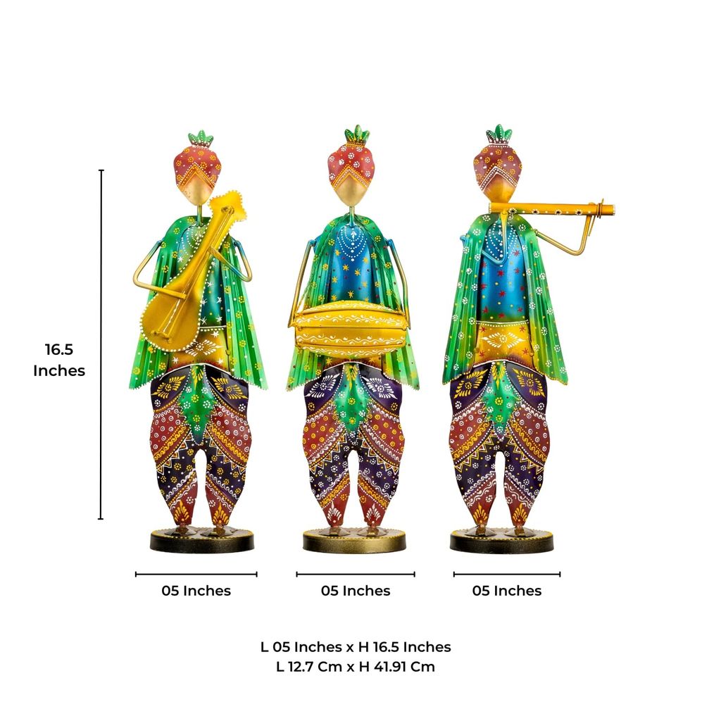 Jyoti handicraft indian Iron Folk Musician Set, Metal Musician Decor, Showpiece for Home Decor, Set of 3 Musician view 2