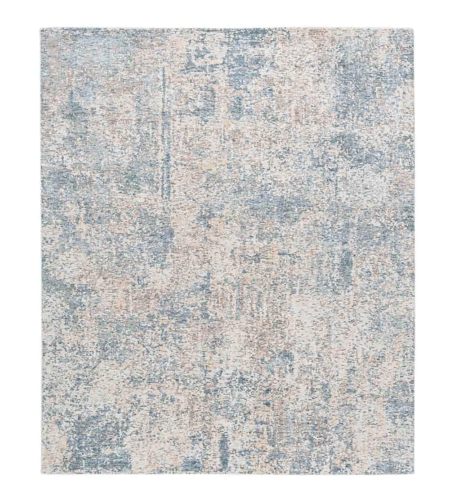 Neu Looms Handmade Viscose Wool Anti-Skid Rug for Bedroom, Living Room, Nursery, Dorm, Playroom & Reading Area (Size 6x9 Feet, Blue-Beige)