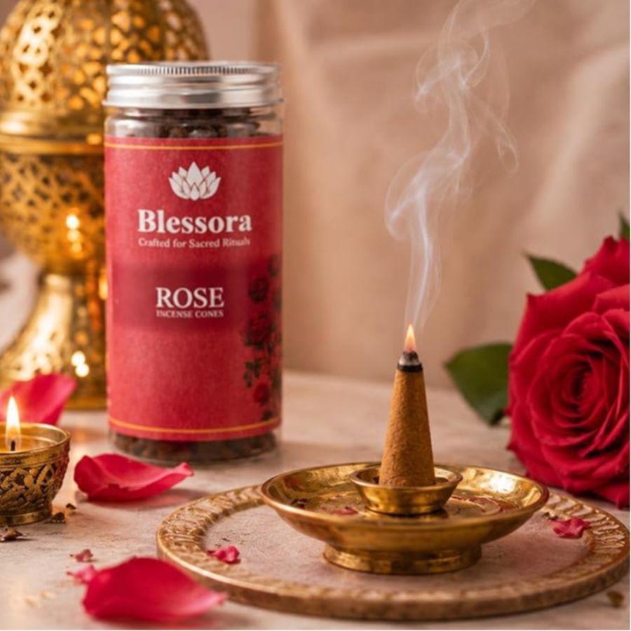 Dhoop Cones for Home – Premium Masala Incense Cones with Long Lasting Fragrance for Puja, Meditation & Yoga (35 Units (Rose) view 2
