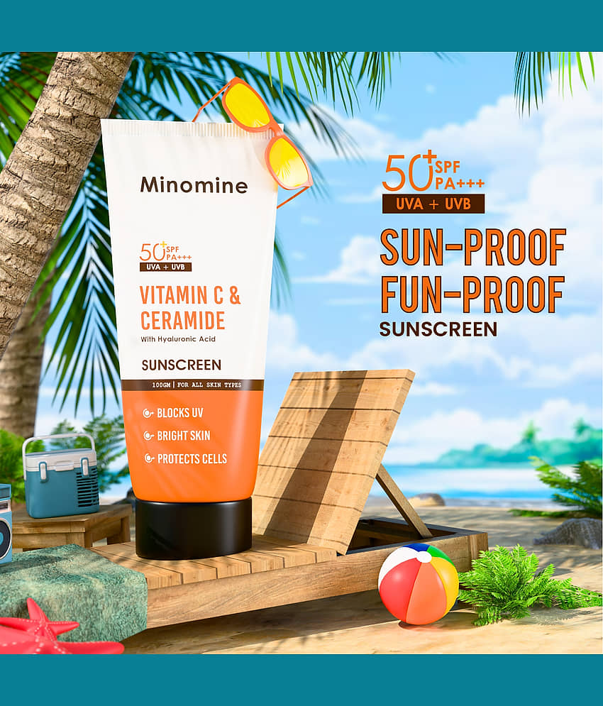 Minomine SPF 50 Sunscreen Cream For All Skin Type ( Pack of 1 ) view 2