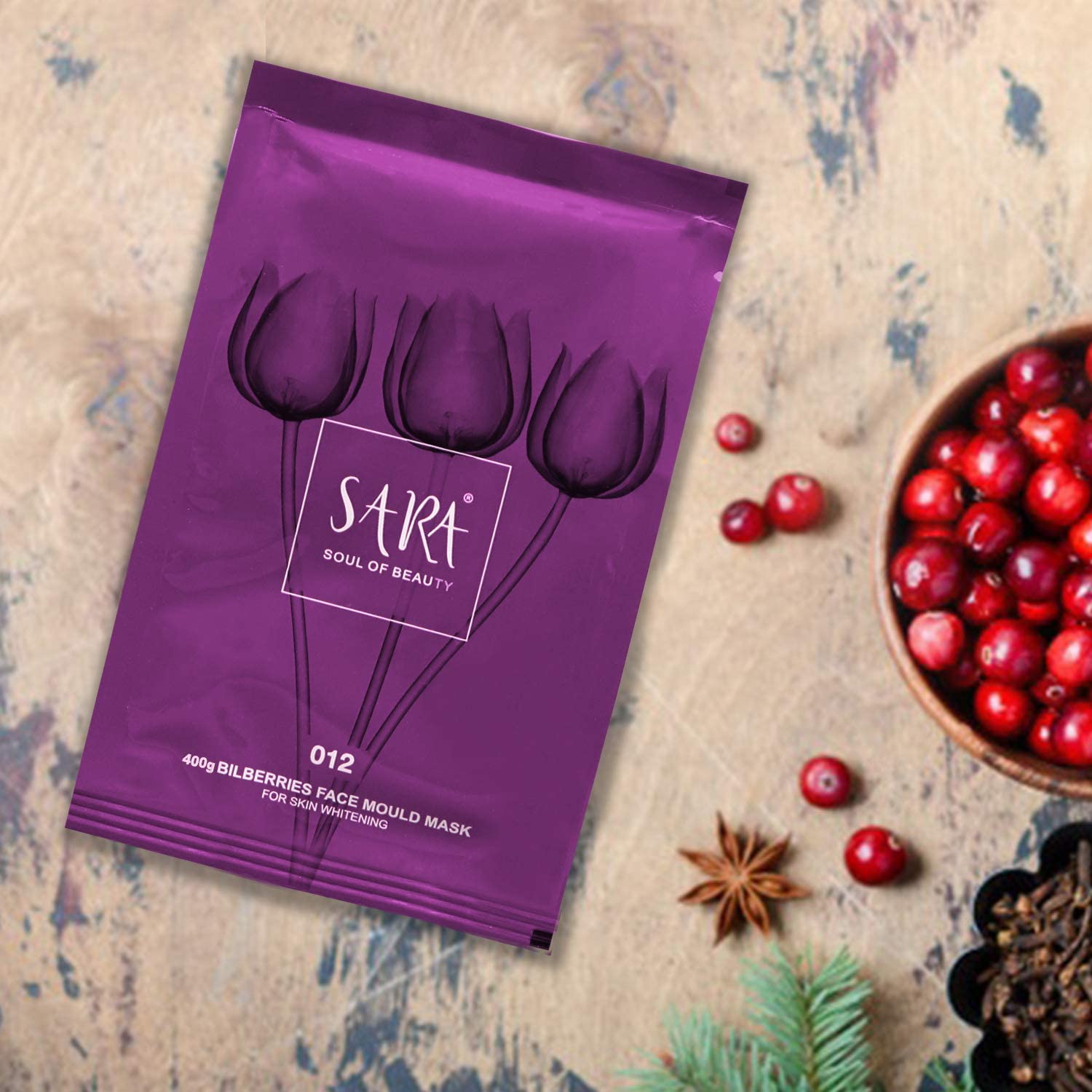 SARA Bilberries Face Mould Mask - 400gm | De-Tanning, Reduced Dark Circles, and Hydrating Skin | Effective Skincare Solution view 2