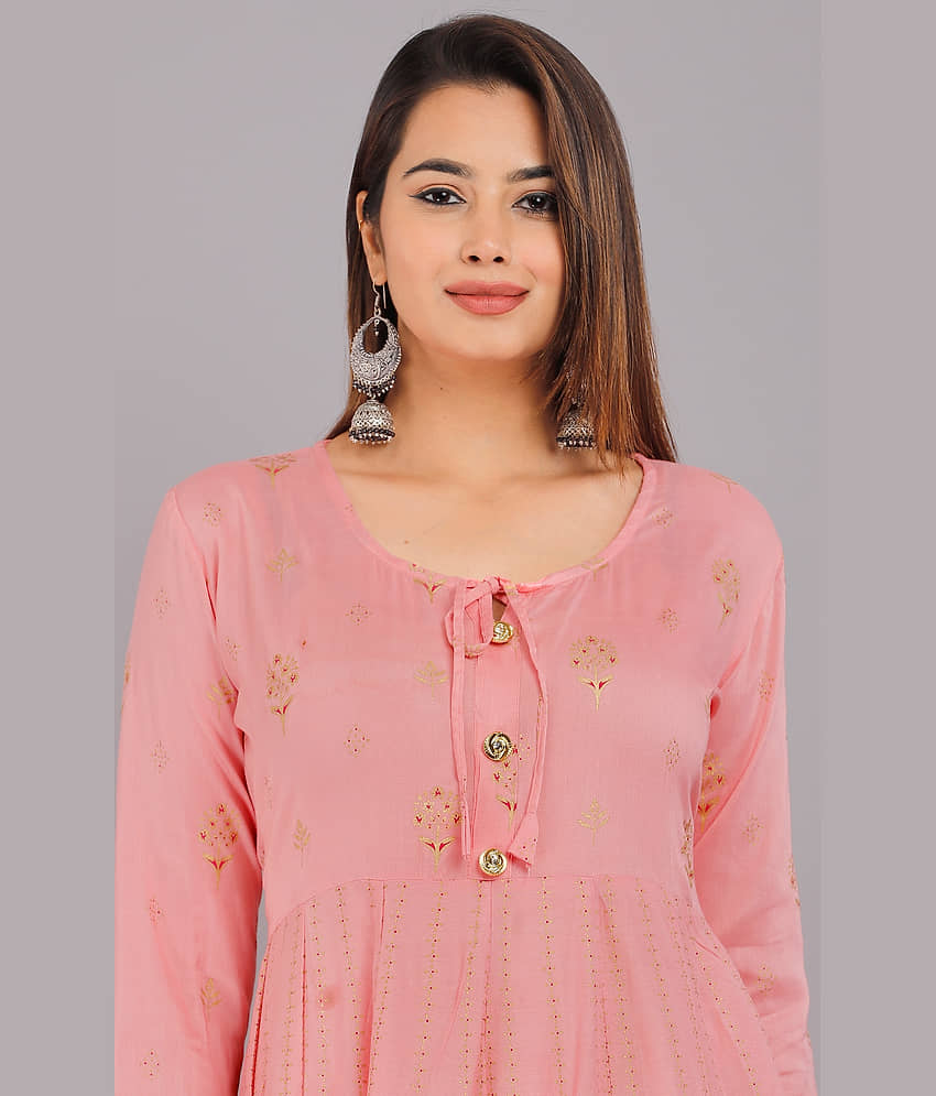 AVEITH - Wine Rayon Women's Anarkali Kurti ( Pack of 1 ) view 2