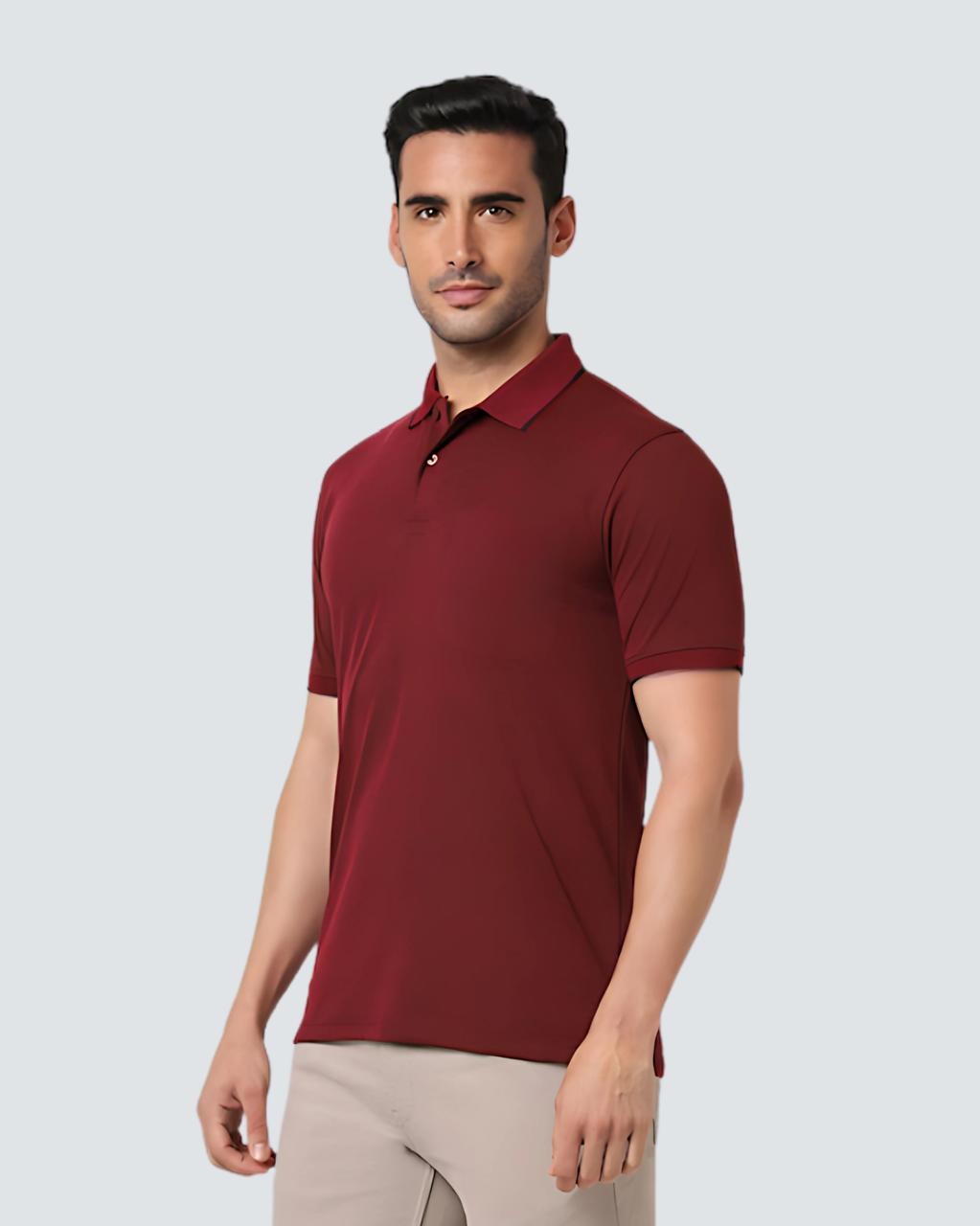 Heganwalk Men’s Polo T-Shirt ( Maroon ) view 2