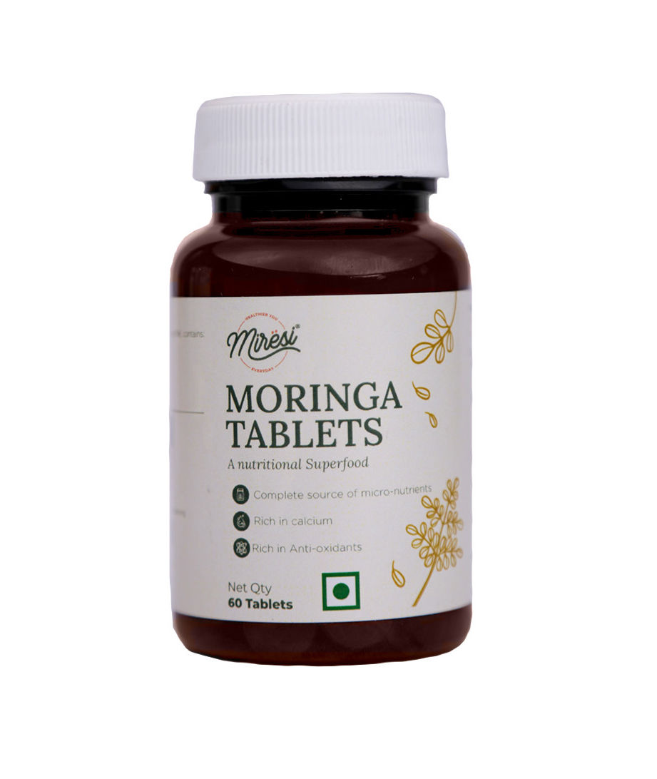 Miresi Natural Moringa/Drumsticks Leaf Powder Tablets 500mg - Daily Nutritional Green Superfood Supplement - 60 Tablets