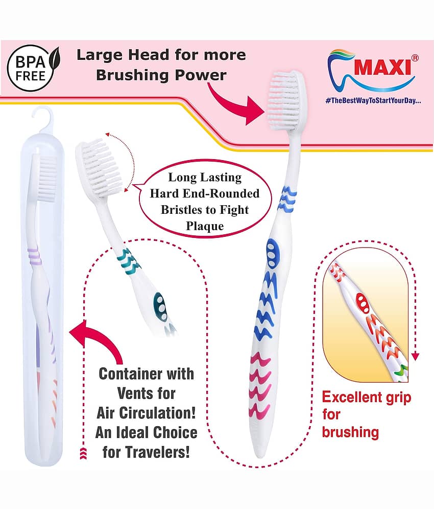 MAXI Mango Hard Toothbrush Travel Pack (Pack of 4) view 2