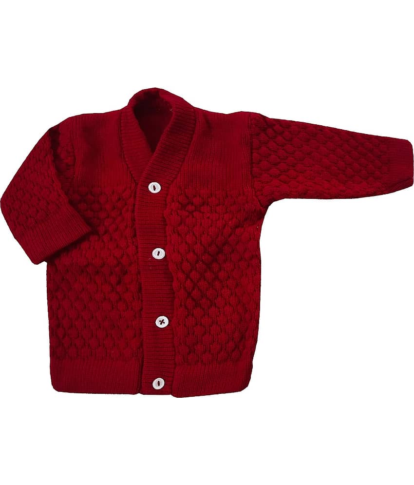 LITTLE PANDA Single Unisex for Baby Woollen Cardigans ( Maroon ) view 2