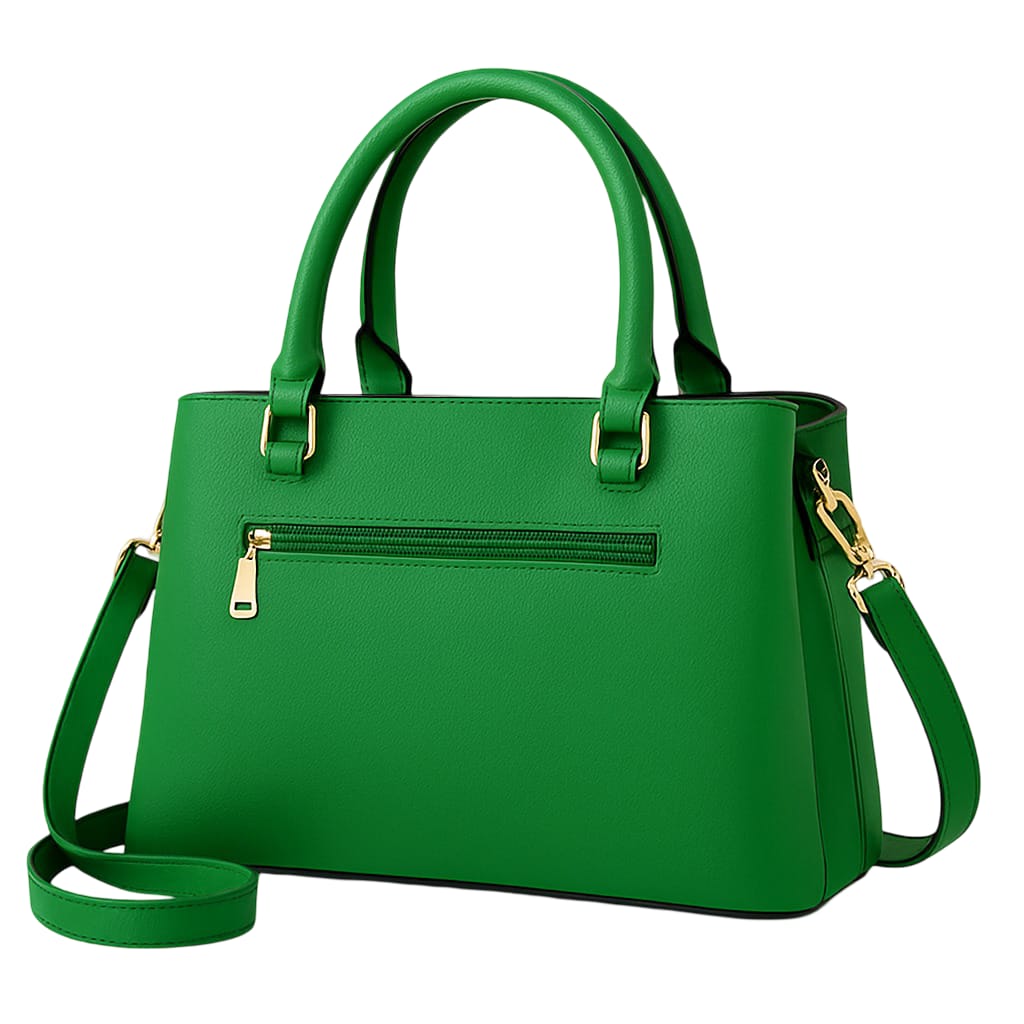 Emerald Green Vegan Leather Satchel Handbag view 2