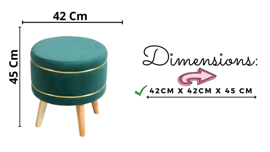 ShadowKart Pouffes Sitting Stool for Living Room, Mudda Puffy Wooden Ottoman Stools, Pouffe Footstool, Pouf for Office Home Decoration & Dressing Table, 16x16x18 Inch view 2