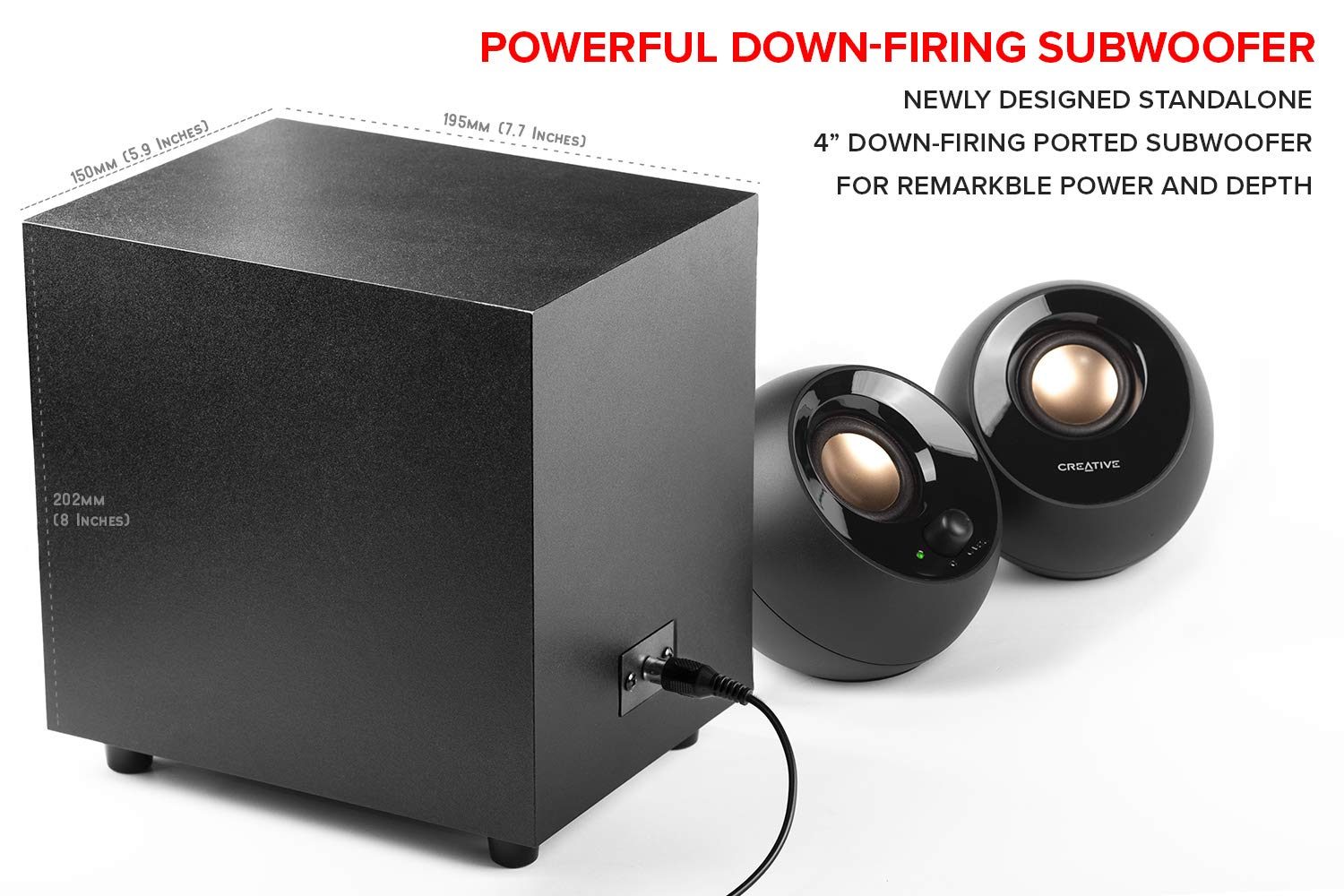 Creative Pebble Plus 2.1 Desktop Speakers with Subwoofer - Black view 2