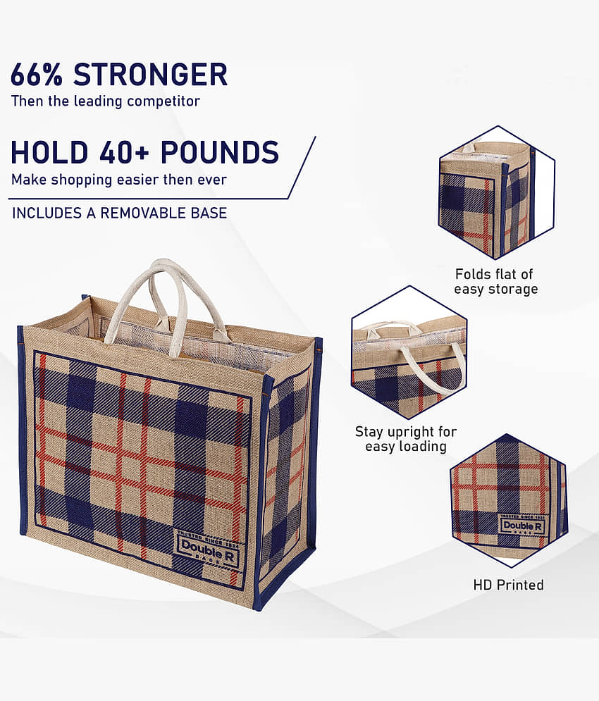 Double R Bags - Blue Jute Shopping Bag view 2