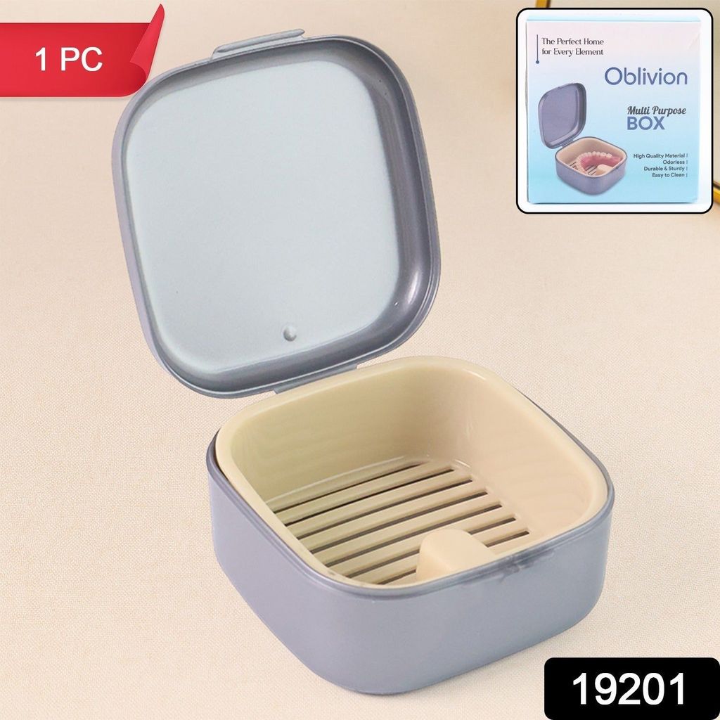 Oblivion Teeth Storage Box with Lid and Inner Tray, DENTURE CASE (1 Pc) view 2