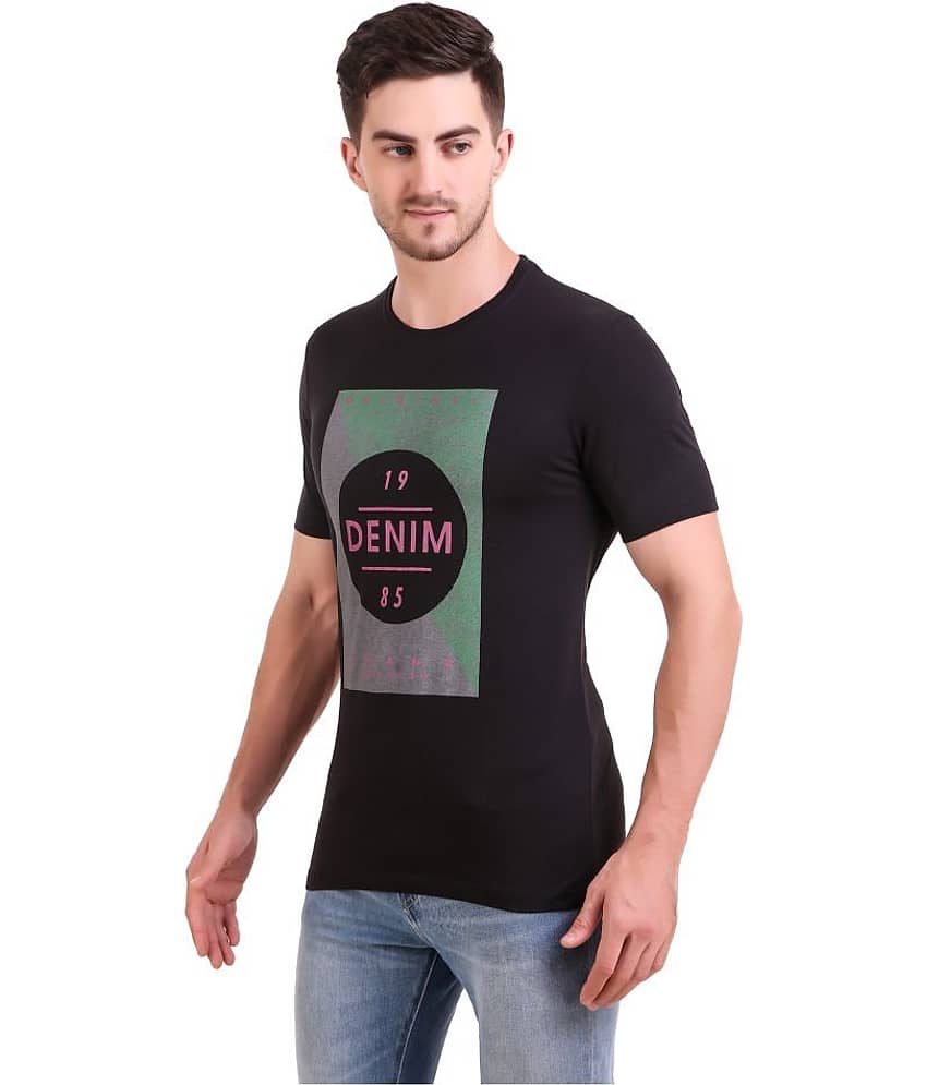 Bravezi Pack of 1 Cotton Blend Slim Fit Men's T-Shirt ( Black ) view 2