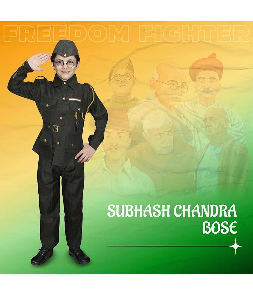 Kaku Fancy Dresses Subhash Chandra Bose Costume For Boys | National Hero Freedom Fighter Fancy Dress For Independence Day & Republic Day - 2-3 Years view 2
