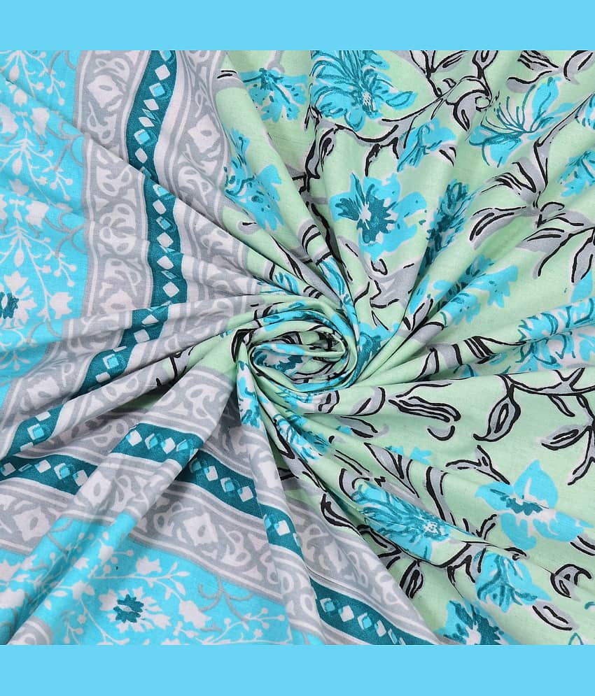 Shubastik Cotton 1 Single Bedsheet with 1 Pillow Cover ( Blue ) view 2