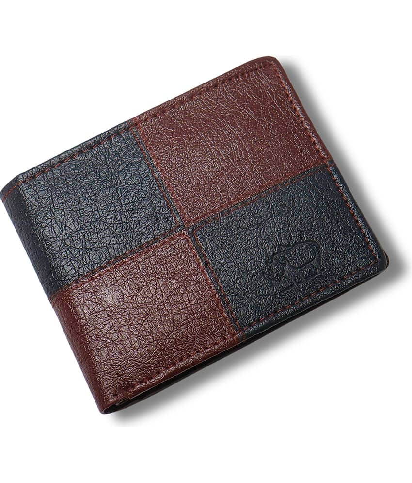 STRONG HORNS PU Colorblock Men's Regular Wallet With 5 Slots For Card ( Brown , Pack of 1 )