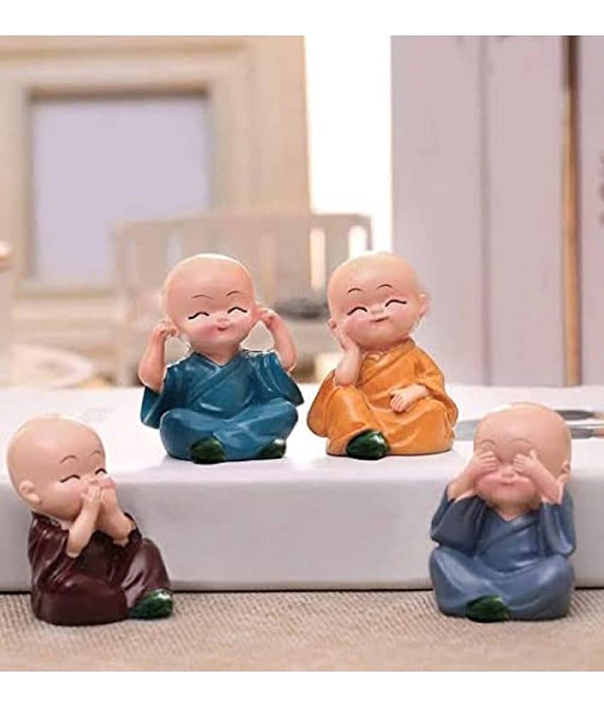 Leavess MONK BUDDHA Resin Buddha Idol 10 x 8 cms Pack of 4 view 2