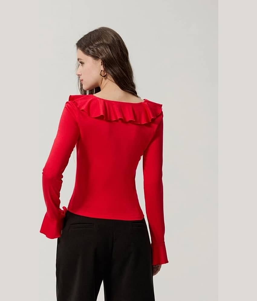 kotty Women's Hosiery Asymmetrical Top ( Red ) view 2