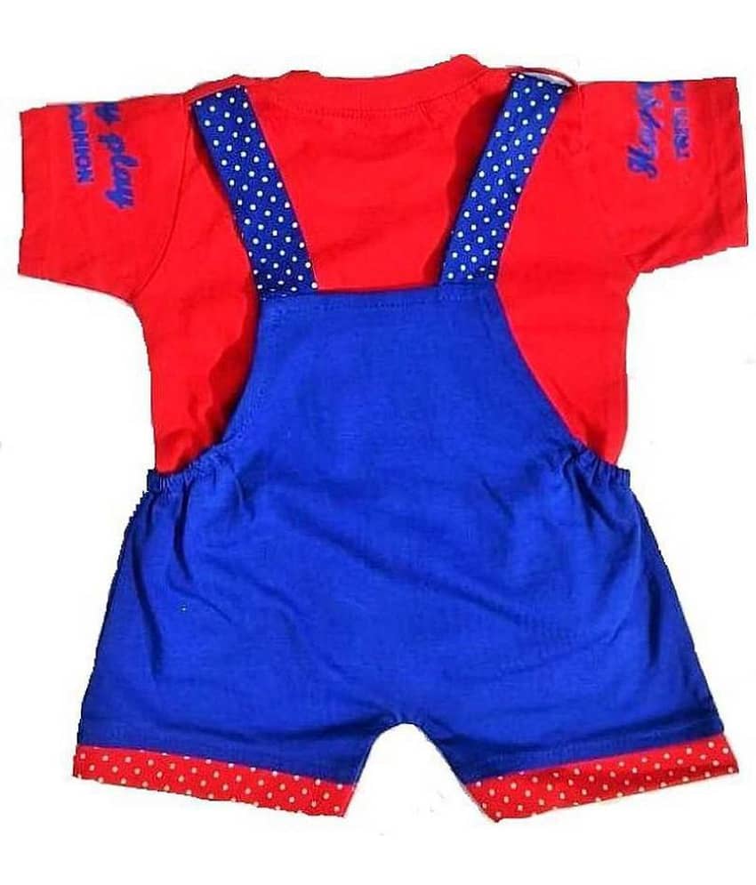 TRITI Unisex for Baby Cotton Blend Dungaree Sets ( Blue ) view 2