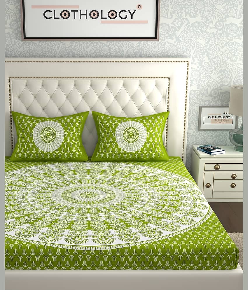 ABHACLOTHO Cotton 1 Double Bedsheet with 2 Pillow Covers ( Multicolor ) view 2