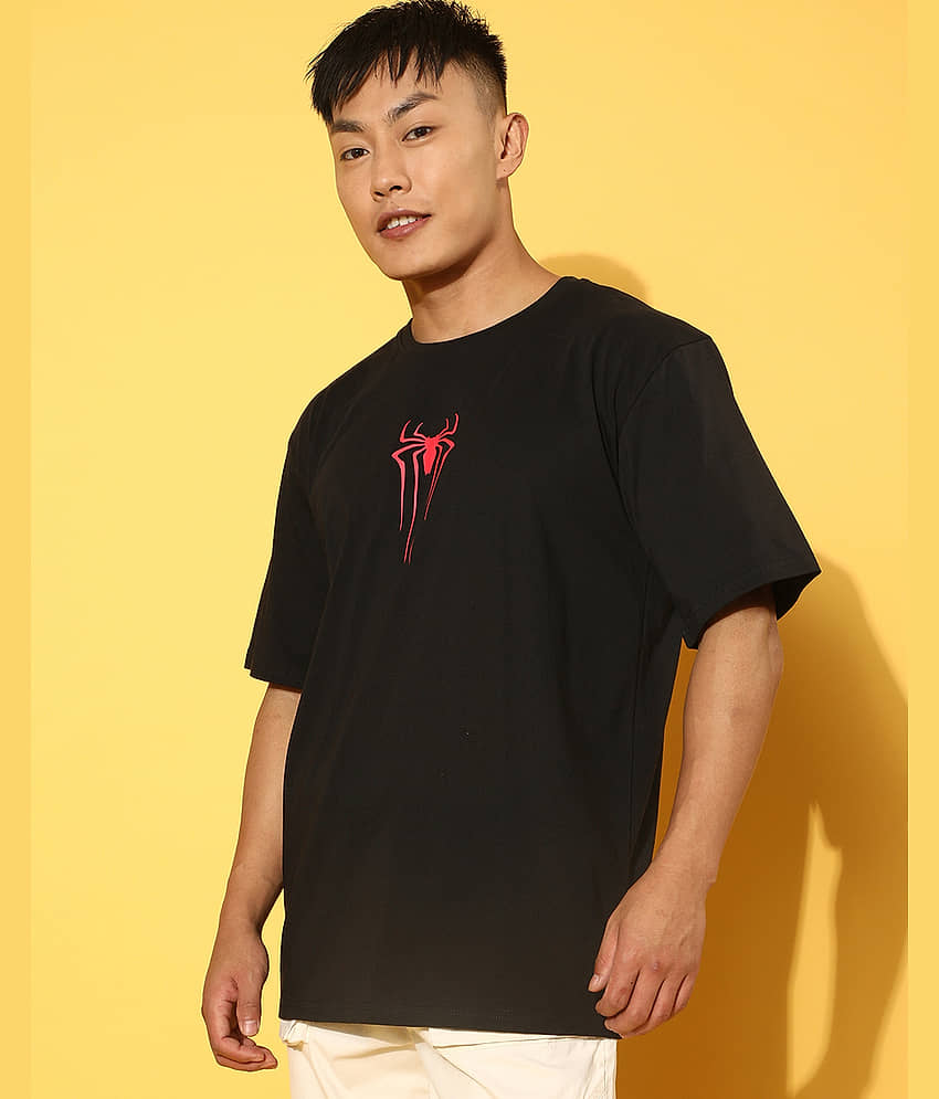 Veirdo Pack of 1 Cotton Oversized Fit Men's T-Shirt ( Black ) view 2