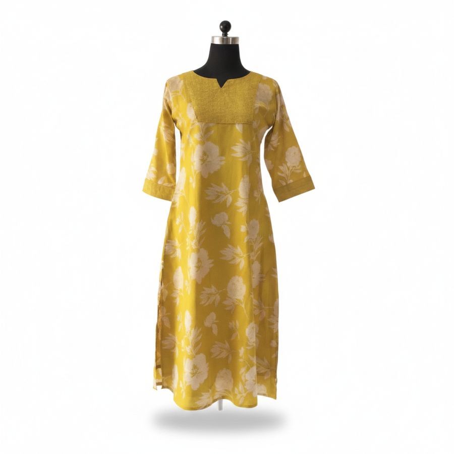 Women's Mustard Floral Print Kurti view 2
