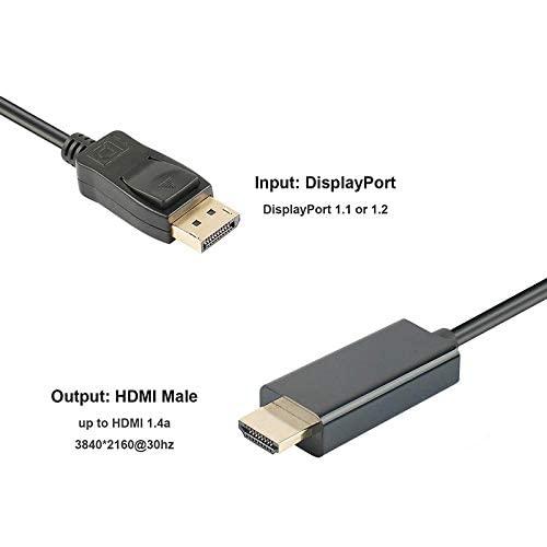 Displayport to HDMI Cable , Display Port (DP) to HDMI Adapter Male to Male Converter for PCs to HDTV, Monitor, Projector -1.5m view 2