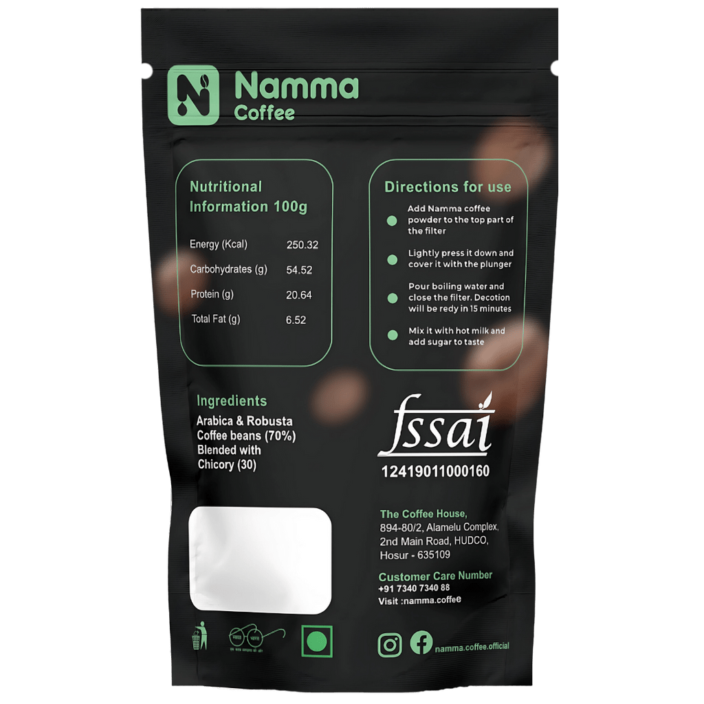 Namma Coffee - Gentle Blend Filter Coffee Powder - 70% Coffee, 30% Chicory | Authentic South Indian Filter Coffee | Freshly Roasted, Strong And Aromatic view 2