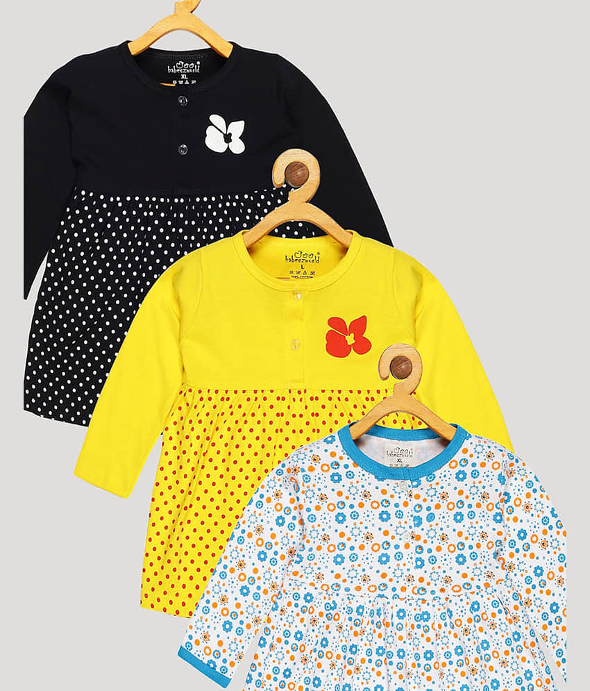 Babeezworld Pack of 3 Baby Girls Cotton Frock ( Multi ) view 2