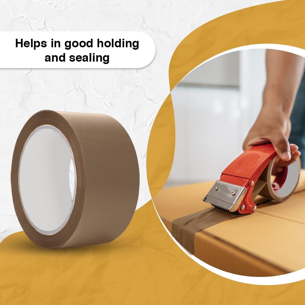 Lakmo Crafts Packaging Tape - Brown | 48mm (2 inches) x 50 Meters, Pack of 6 rolls view 2