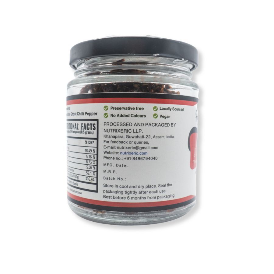Hyfood Dried Bhut Jolokia Chunks (Ghost Pepper) - 25 gm - One jar of flakes view 2