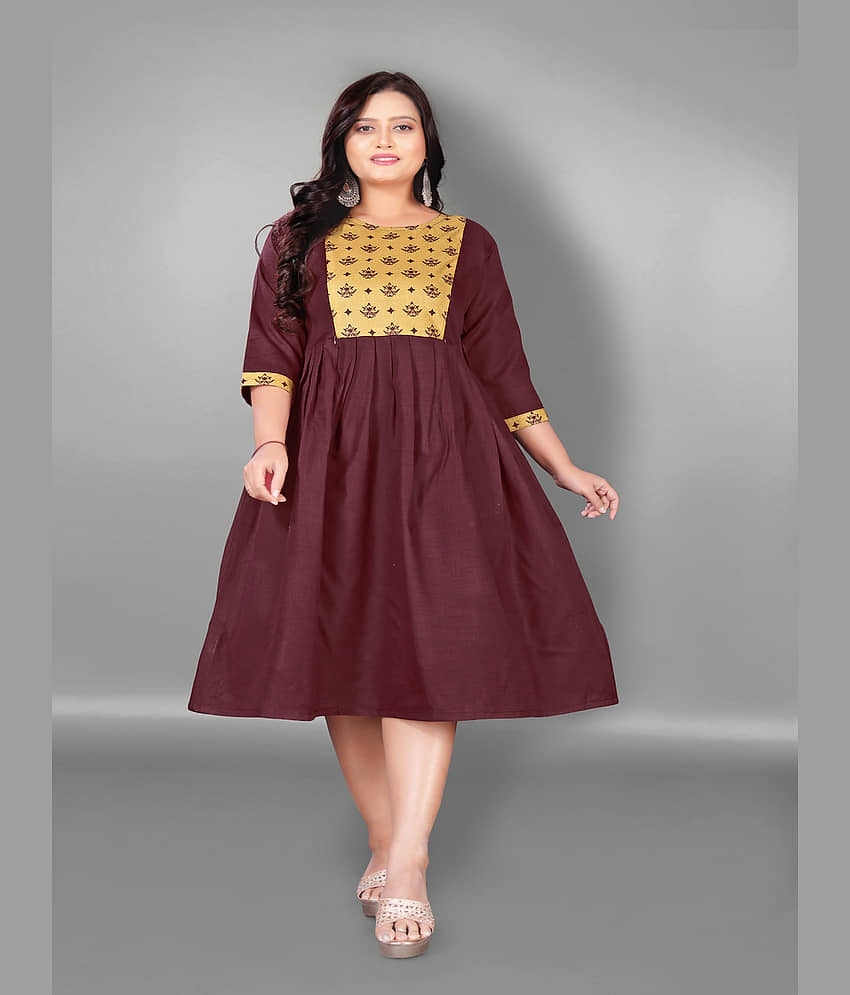 Hetsa Maroon Cotton Blend Maternity Kurta view 2