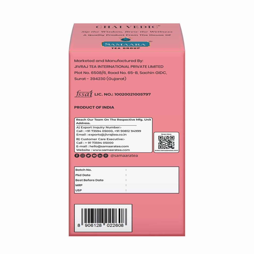Chai Vedic Hibiscus Ashwagandha Rebloom Herbal Infusion Tea with Cinnamon, Ginger and Apple Flavour view 2