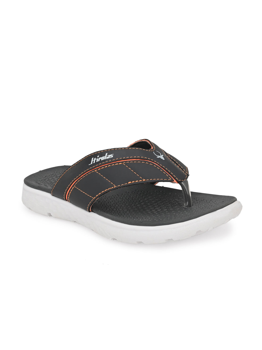 Hirolas® Men's Grey/Orange CLOUDWALK | Comfortable | Ultra-Soft | Light-Weight | Shock Absorbent | Bounce Back Technology | Water-Resistant Slippers (HROFF24GRO) view 2