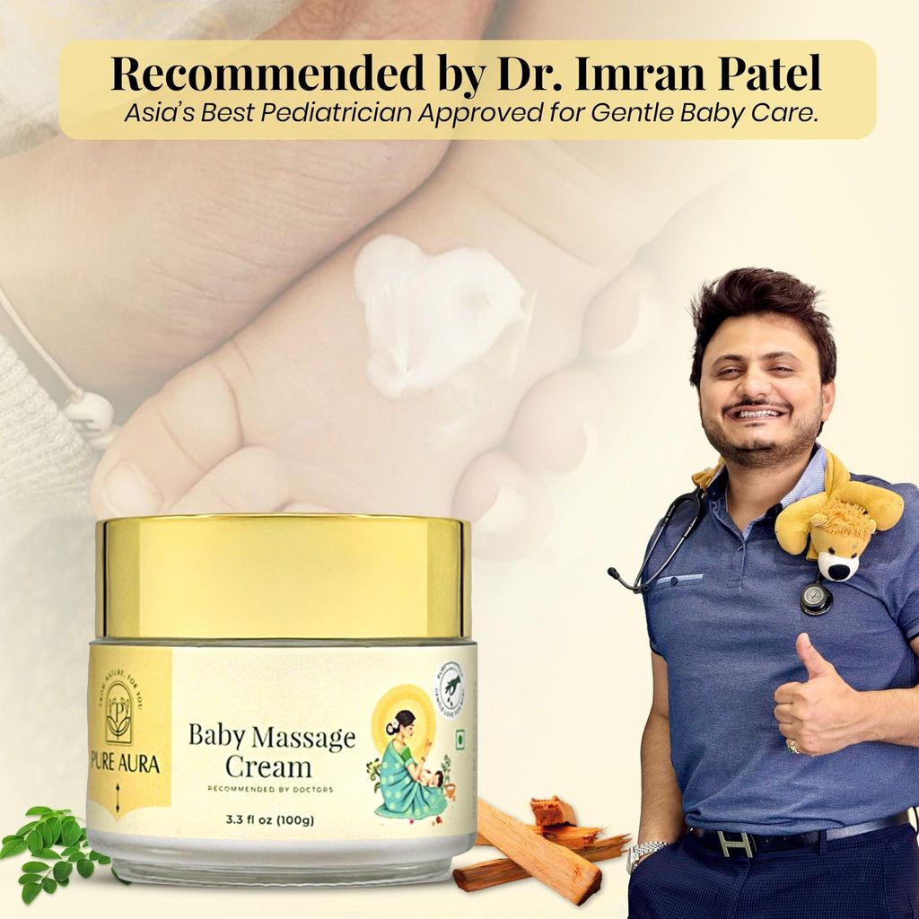 Pure Aura Baby Massage Cream 100g | Ayurvedic, Gentle Baby Cream | Infused with Ayurvedic Herbs | Nourishing & Soothing for Baby's Skin | Safe for Newborns & Kids | Doctors Recommended | Chemical-Free view 2