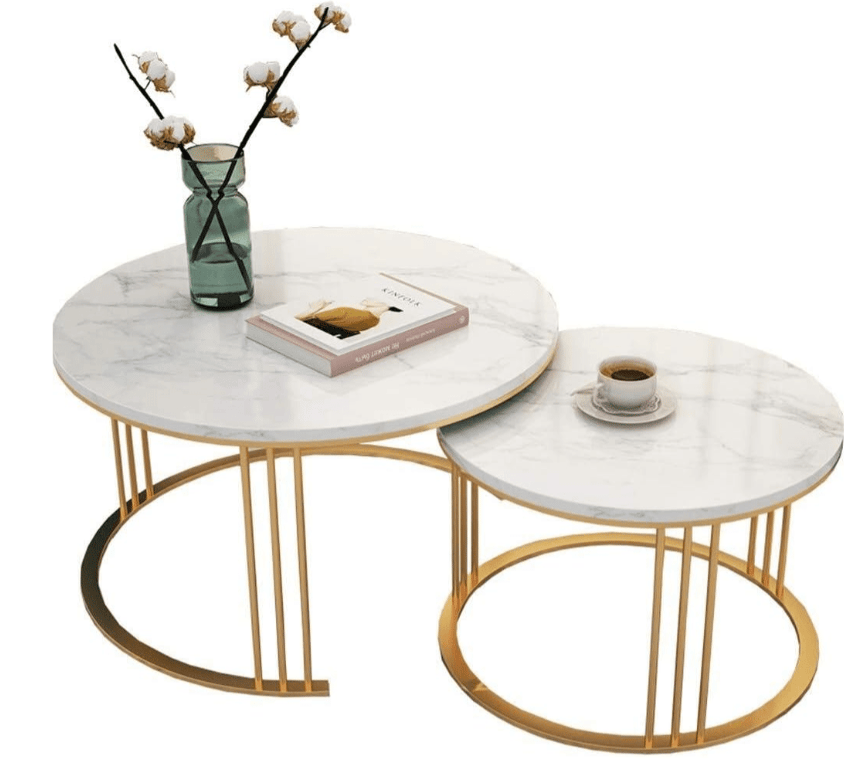 Next Bey Nesting Coffee Table With Gold Finish and Marble Top view 2