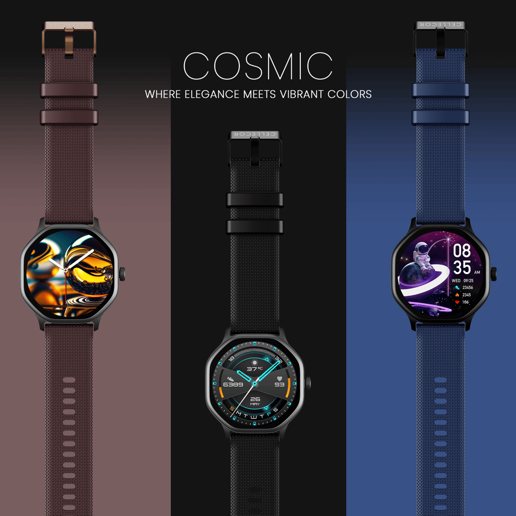 Cellecor E7 Cosmic 1.39" HD OGS Display I BT Calling I AOD Display I smart Watch in Black view 2